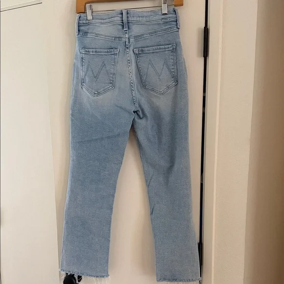 MOTHER Tripper Ankle Fray Size 25 Light Blue High-Rise Straight Jeans - Picture 3 of 5